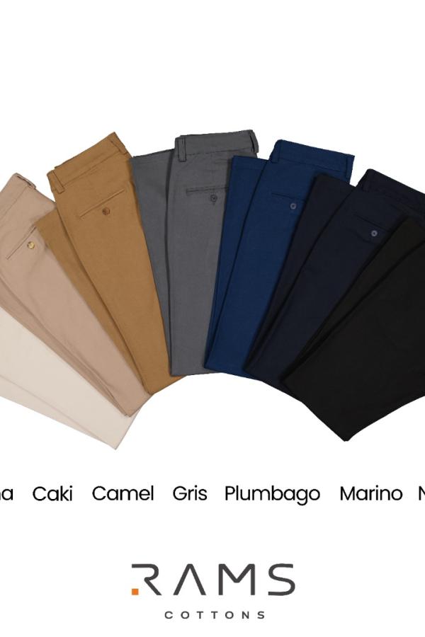 Pantalón Color Camel Stretch De Algodón Regular Fit Para Caballero